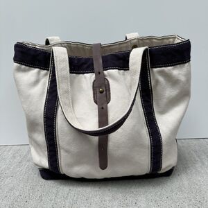Lands' End Black and Cream Tote Bag